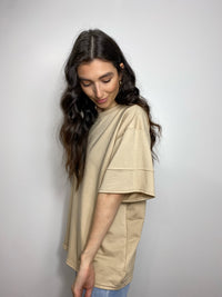 T-shirt beige ample avec nervures - ALYCE