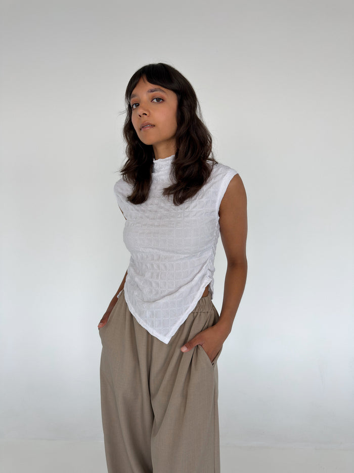 Ruched Side Tee - JALYA BLANC