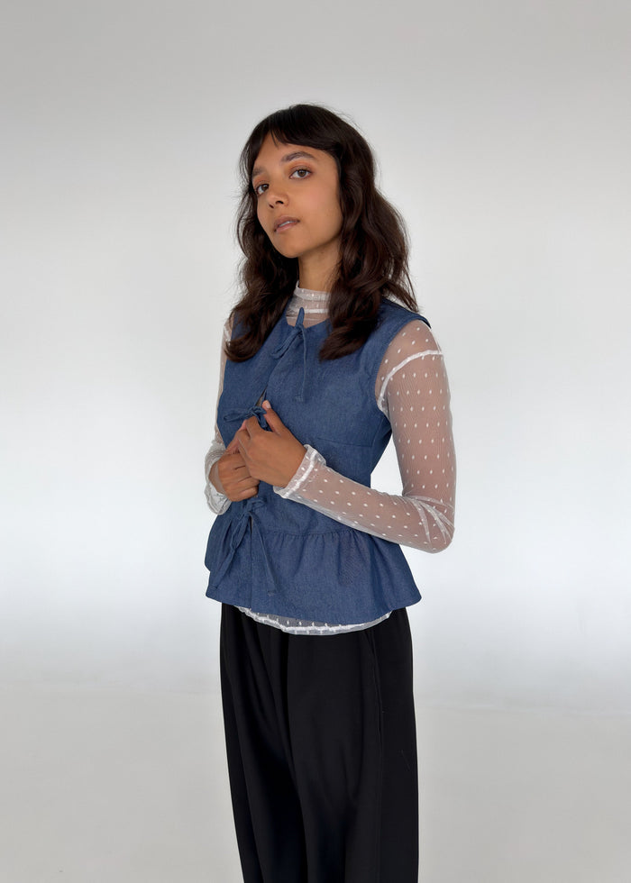 GABRYELLE DESIGNS - Gabrielle Designs - vêtements faits à Montréal - marque canadienne vêtements femmes - made in Montreal clothing - canadian women's clothing - ethical slow fashion - denim top