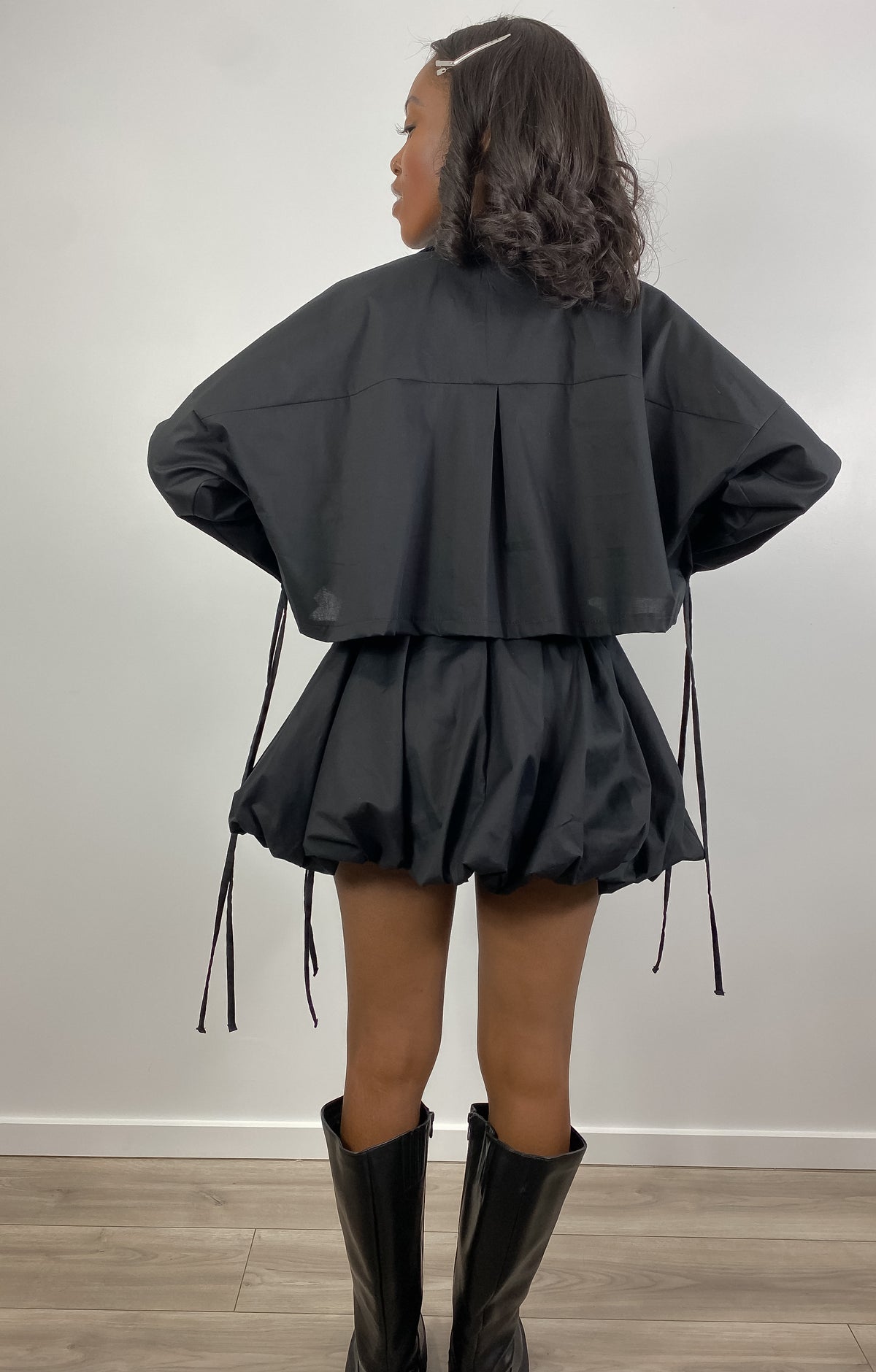 Bubble mini black skirt mini jupe ballon noir GABRYELLE DESIGNS Gabrielle Designs Fait à Montréal éthique