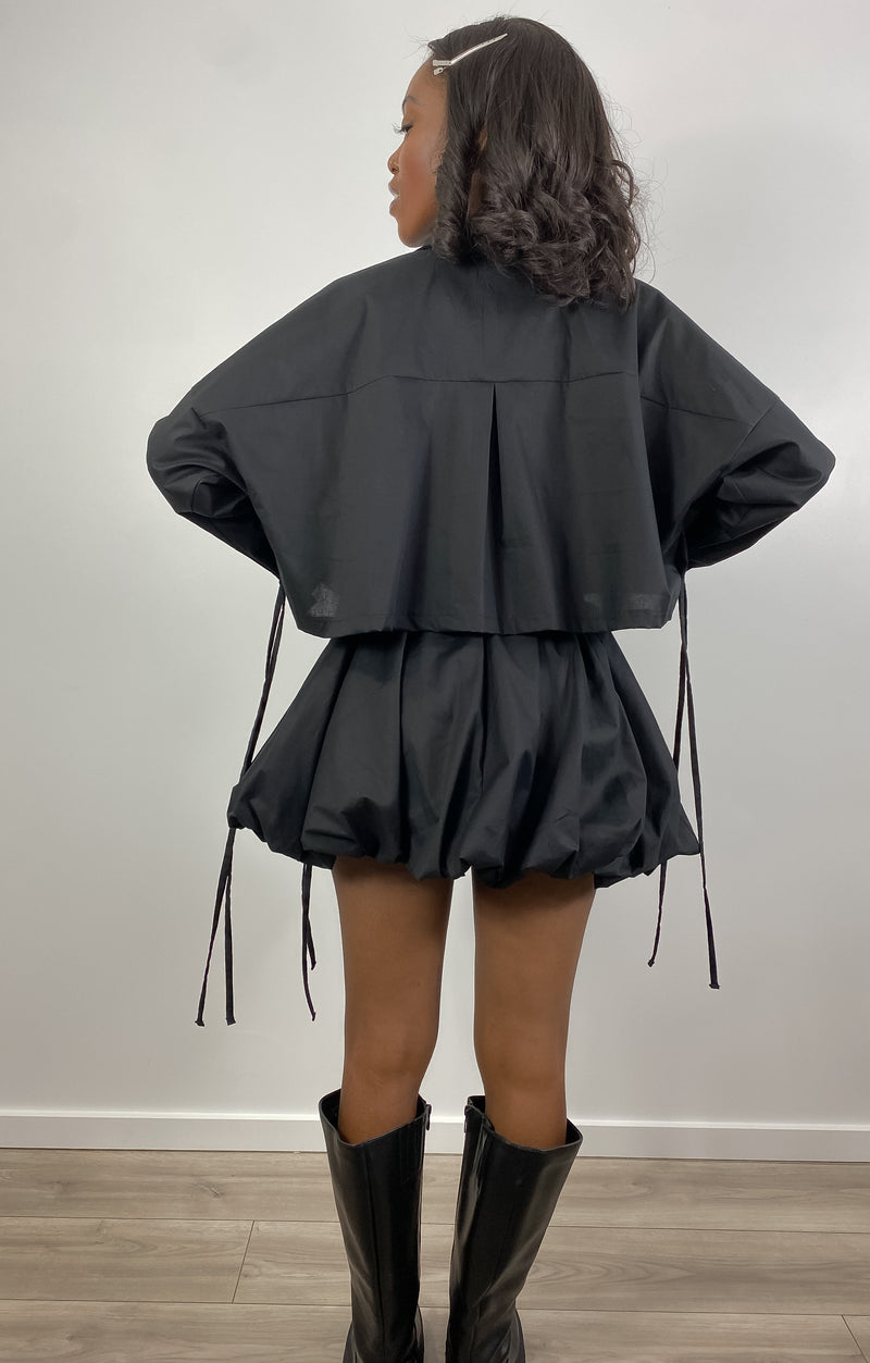 Bubble mini black skirt mini jupe ballon noir GABRYELLE DESIGNS Gabrielle Designs Fait à Montréal éthique