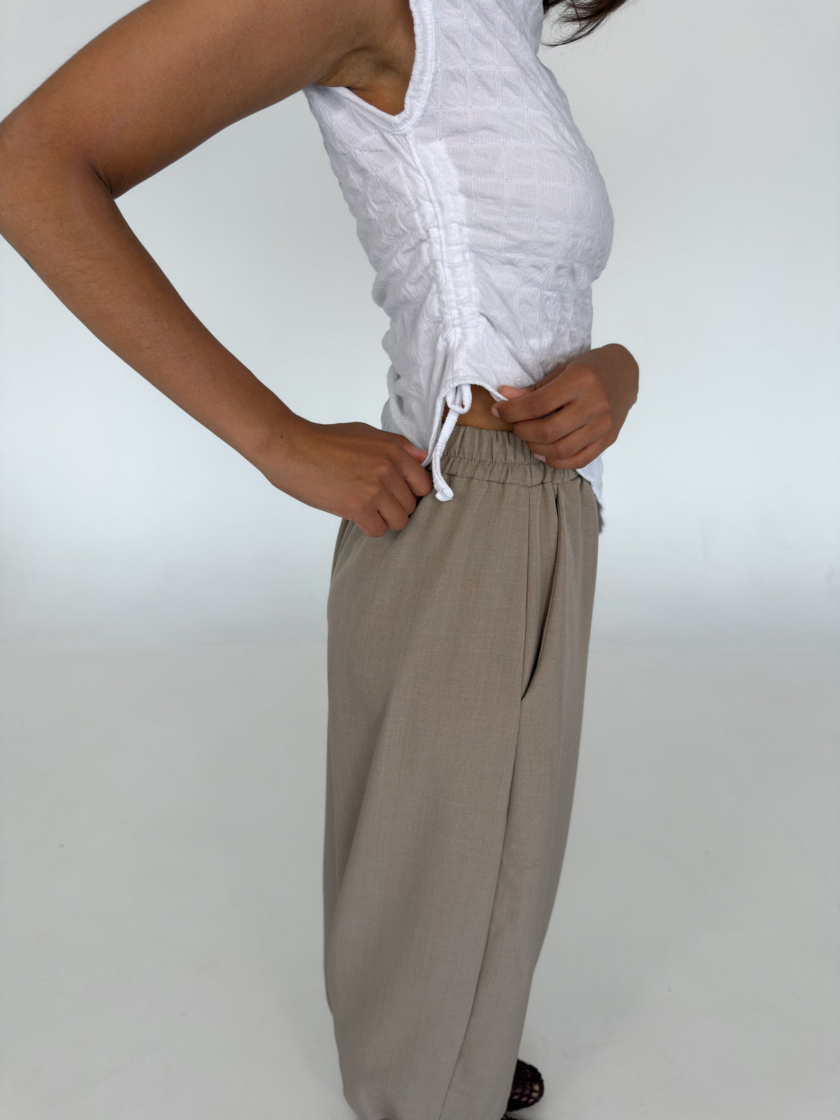 Ruched Side Tee - JALYA BLANC